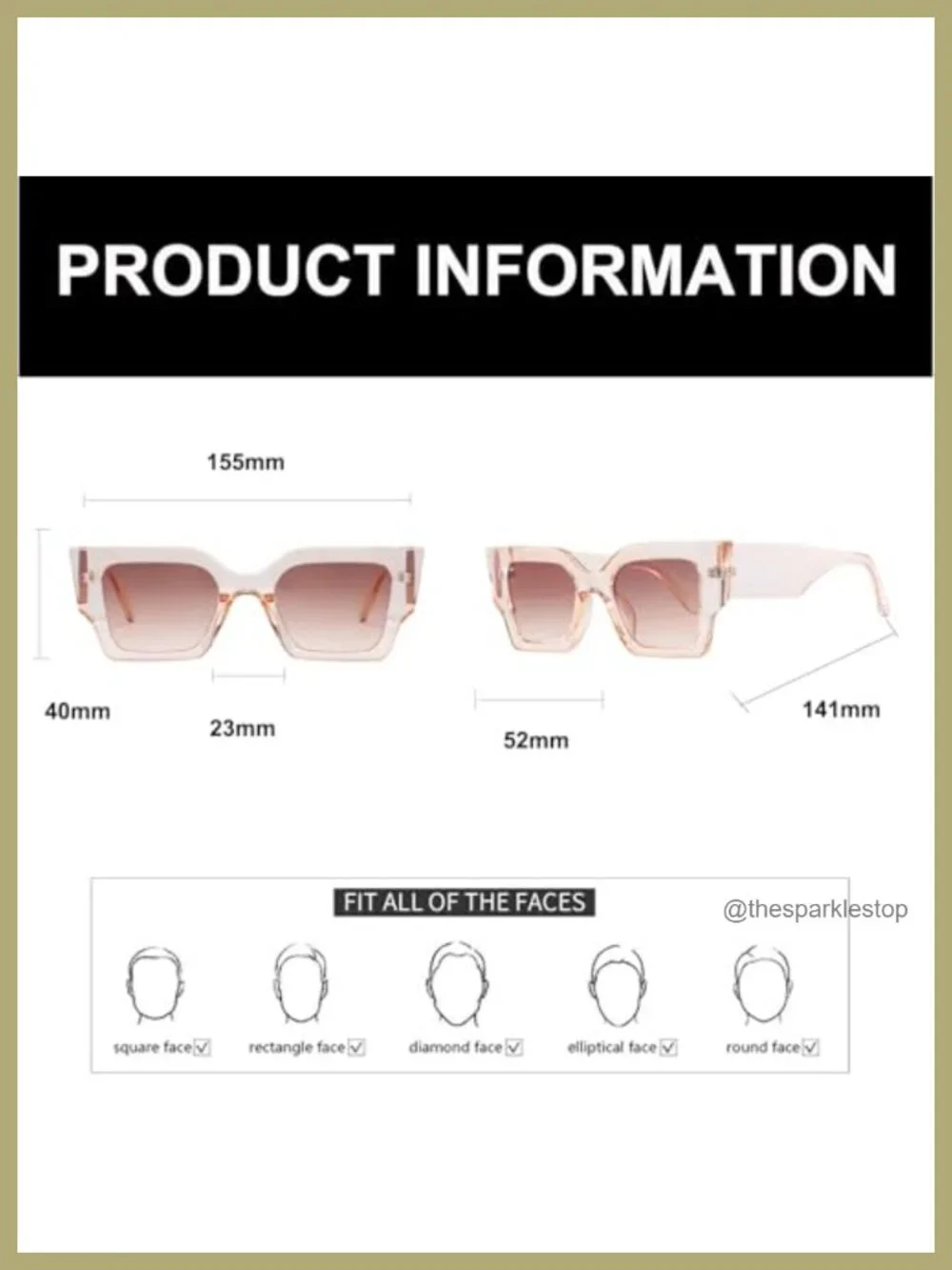 Oversized Square Sunglasses for Women UV400 Plastic Frame